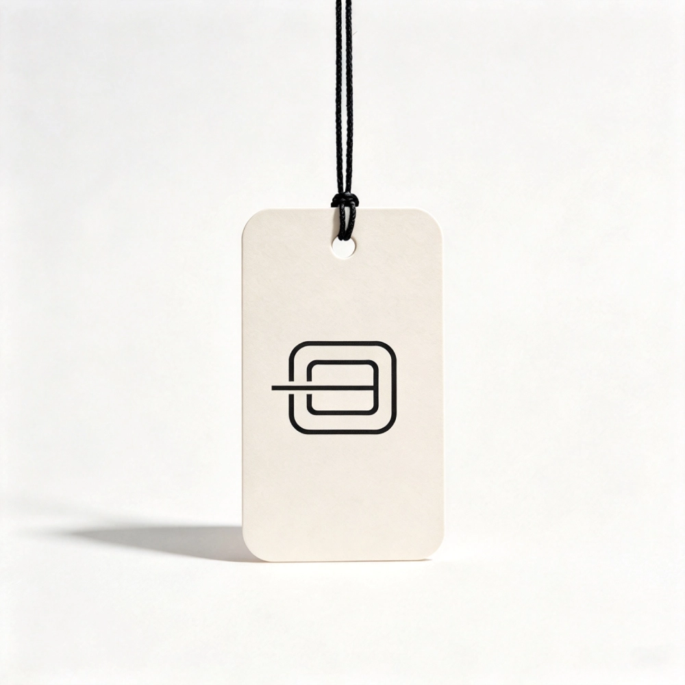 hang tag on collapsible rigid box packaging