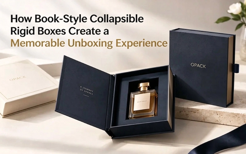 book-style collapsible rigid box unboxing experience