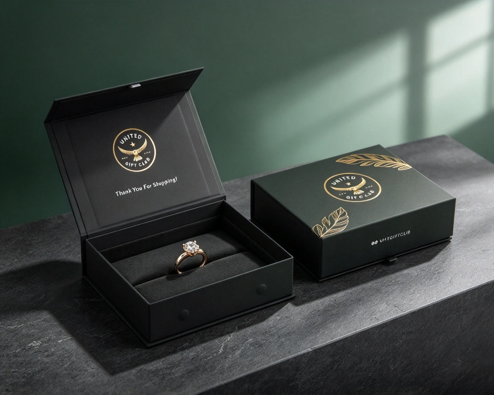 jewelry and watch packaging with collapsible rigid boxes